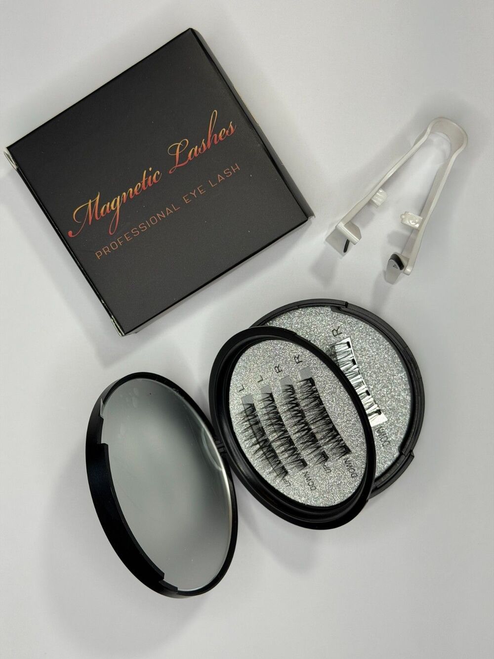 2 Pair Magnetic Lash Set With Mirror Compact Case No Glue False Eyelashes